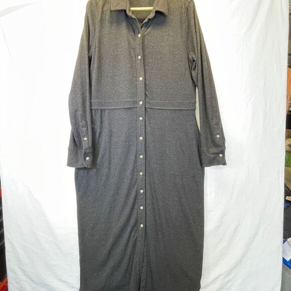 Faherty Legend Sweater Knit Point Collar Long Sleeve Button Front Shirttail Maxi - Picture 2 of 9